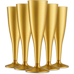 Munfix 30 Pack Gold Plastic Champagne Flutes front view for wedding decor.