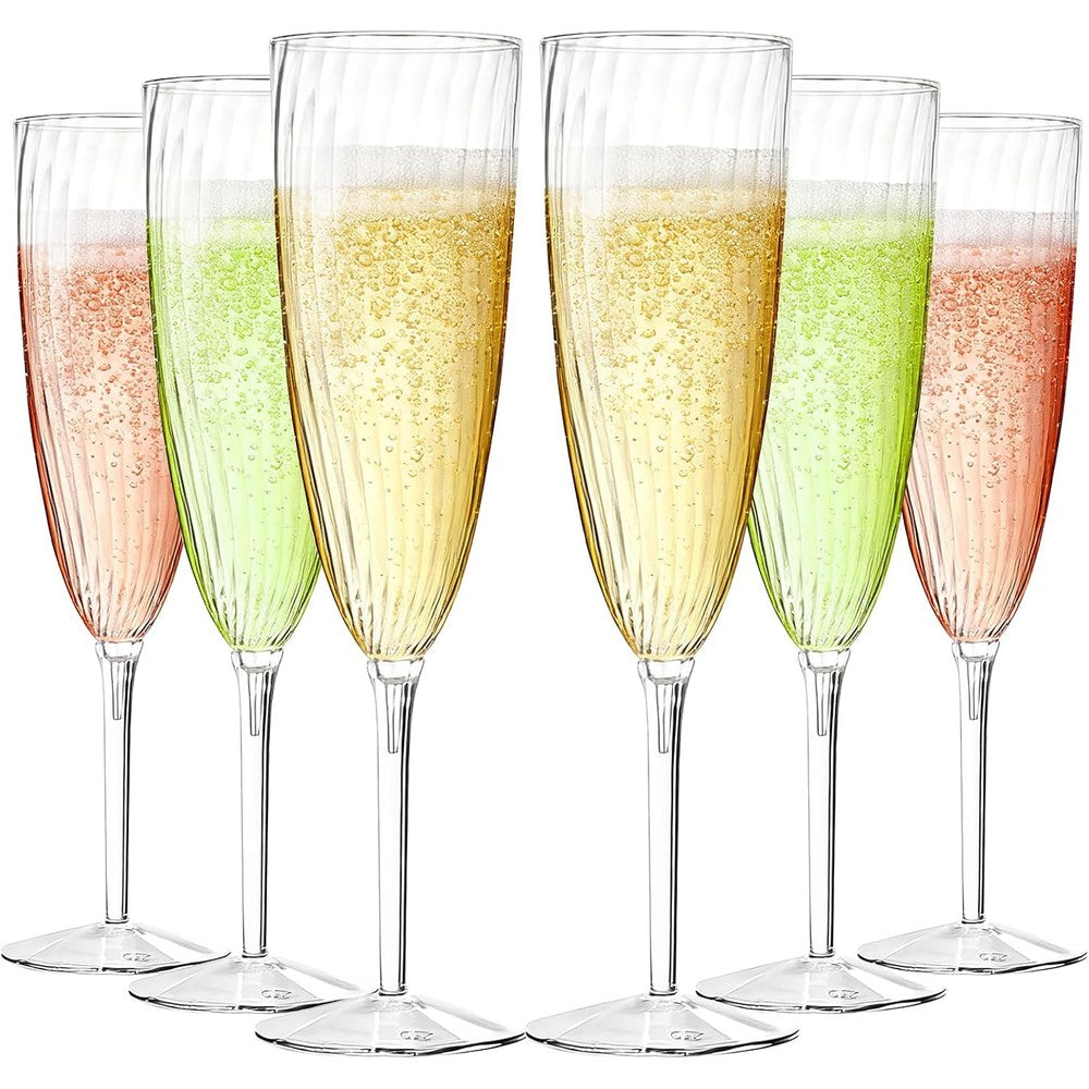GuanQiao 16 Pack Clear Champagne Flutes front view for wedding toast.