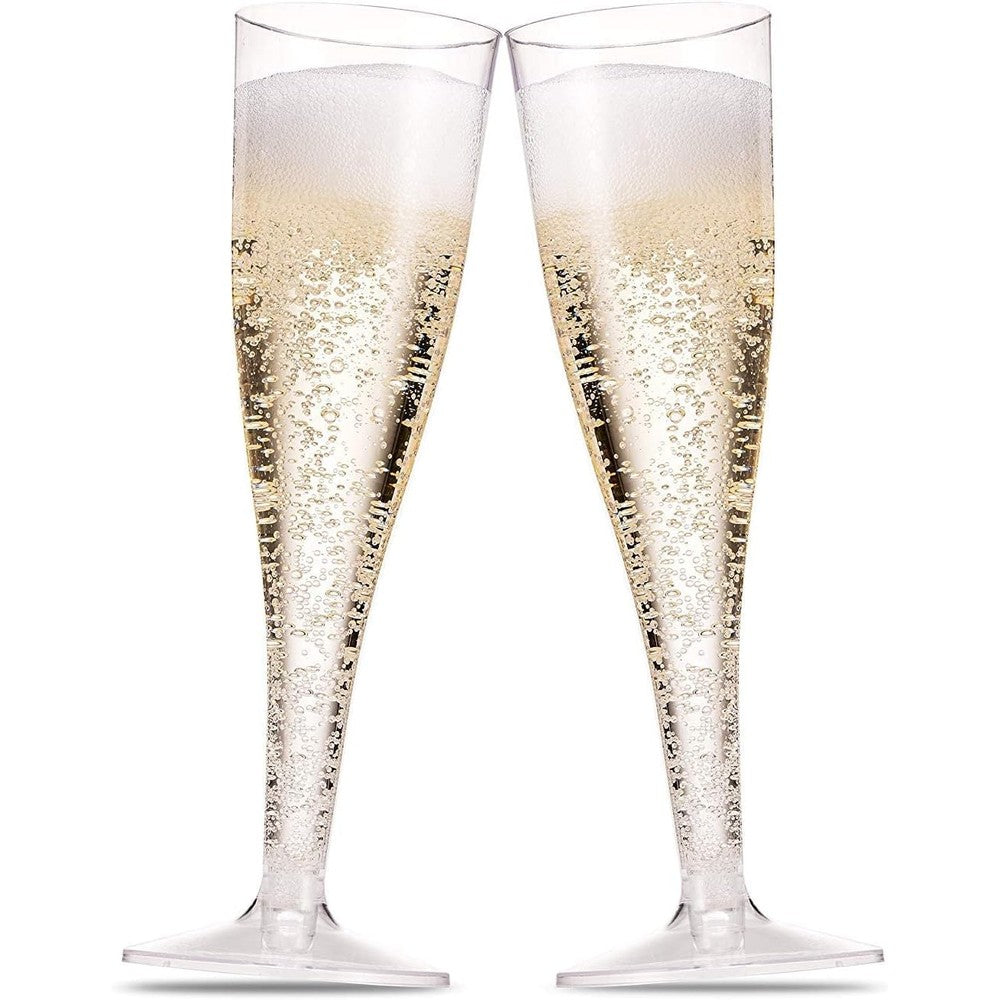 Munfix 100 pack plastic champagne flutes front view for wedding parties