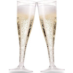 Munfix 100 pack plastic champagne flutes front view for wedding parties