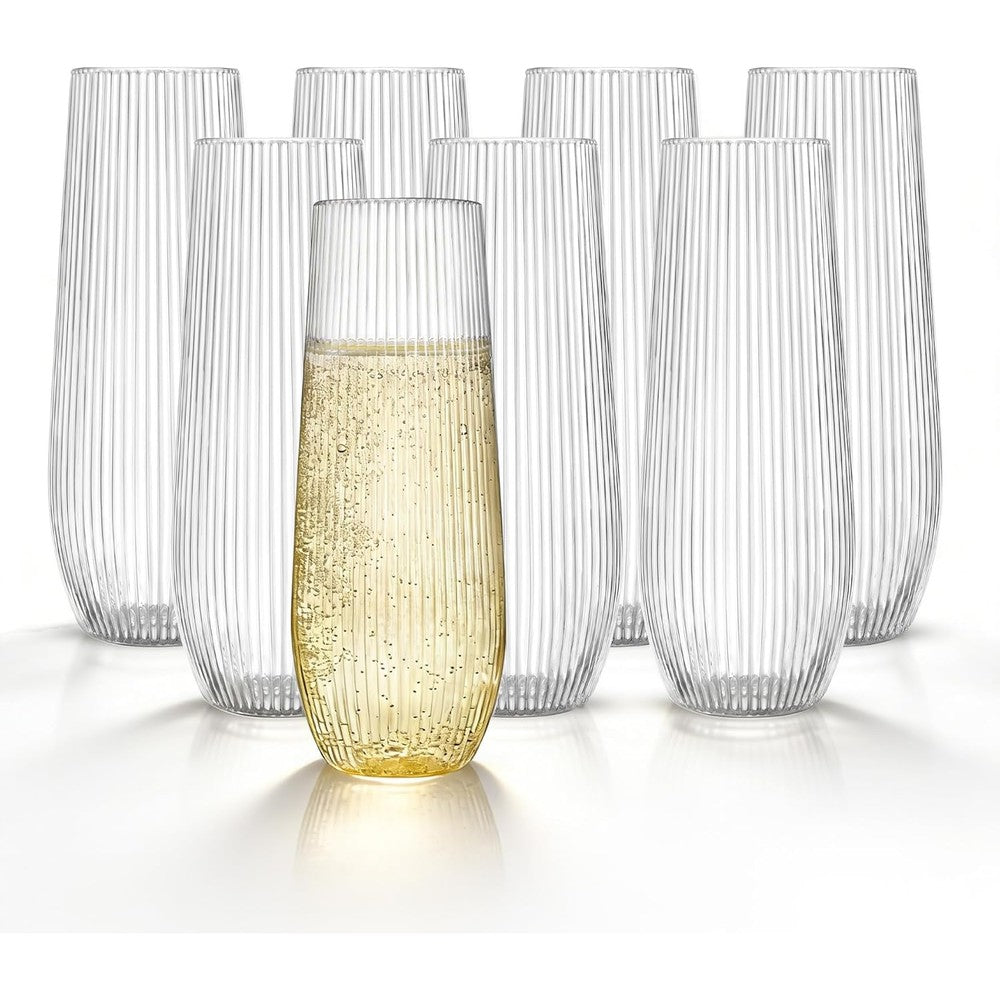 HOMIP 36 piece clear plastic champagne flutes front view for wedding catering.
