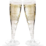Tenyasen Plastic Champagne Flutes front view of clear 30 pack set.