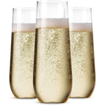 Munfix 48 Pack Stemless Plastic Champagne Flutes front view for wedding catering.