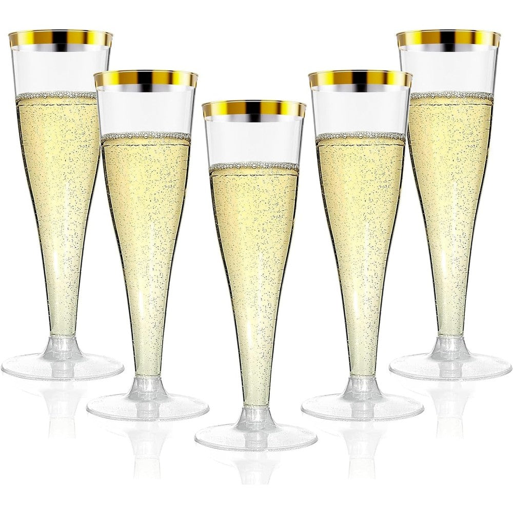 SUREHOME gold rim champagne flutes 20 pack front view for party supplies.