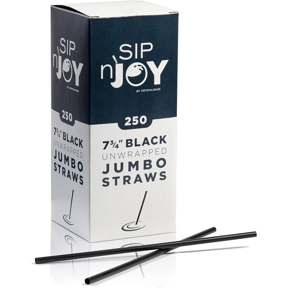 Crystal Ware black plastic drinking straws 250 pack front view