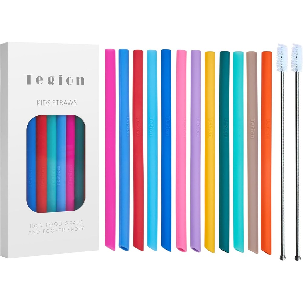 Tegion Mini Short Silicone Straws front view for toddler cups