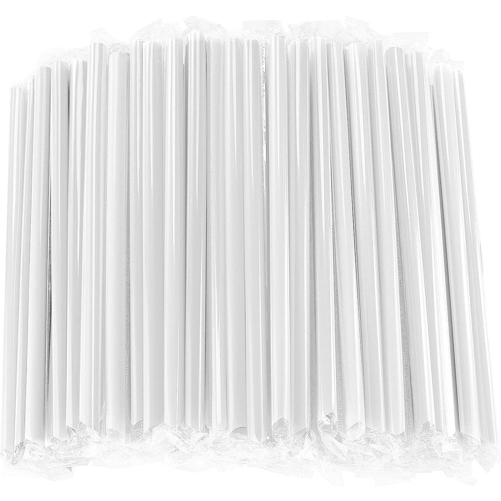 MYJIE clear boba straws front view showing 100 count individually wrapped plastic straws