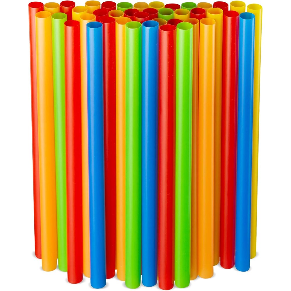 Elegant Disposables Jumbo Smoothie Straws front view pack of assorted colors