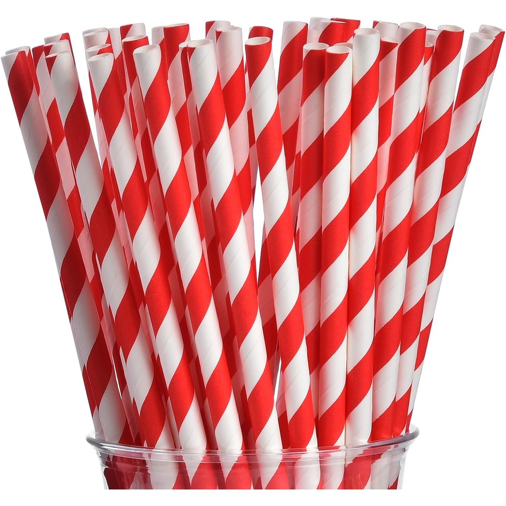 ALINK biodegradable red paper straws front view pack for party supplies