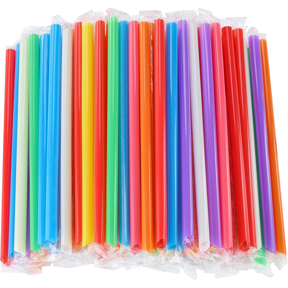 RENYIH multi color jumbo smoothie boba straws front view showcasing assorted vibrant colors