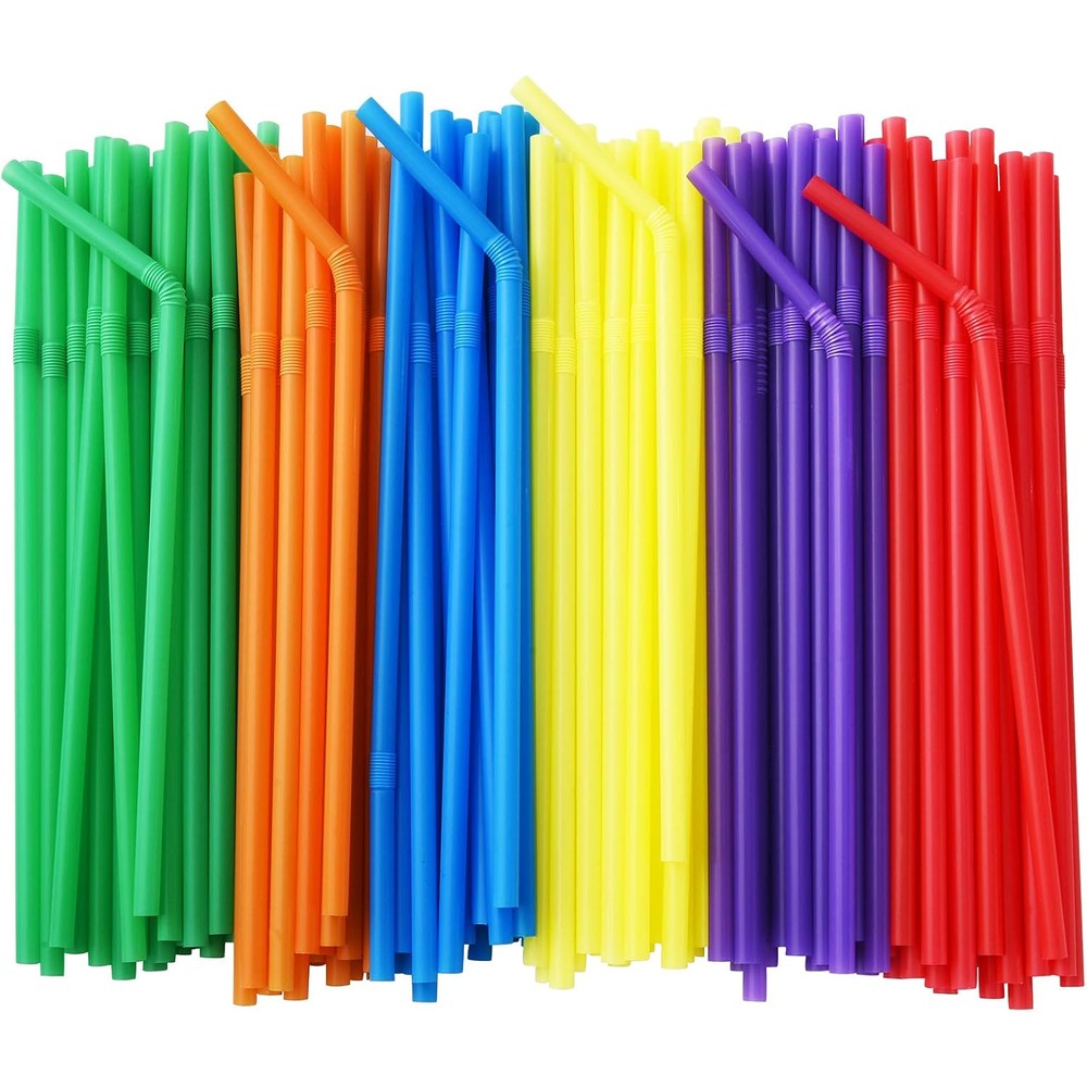 Alink flexible drinking straws front view showing colorful assortment pack