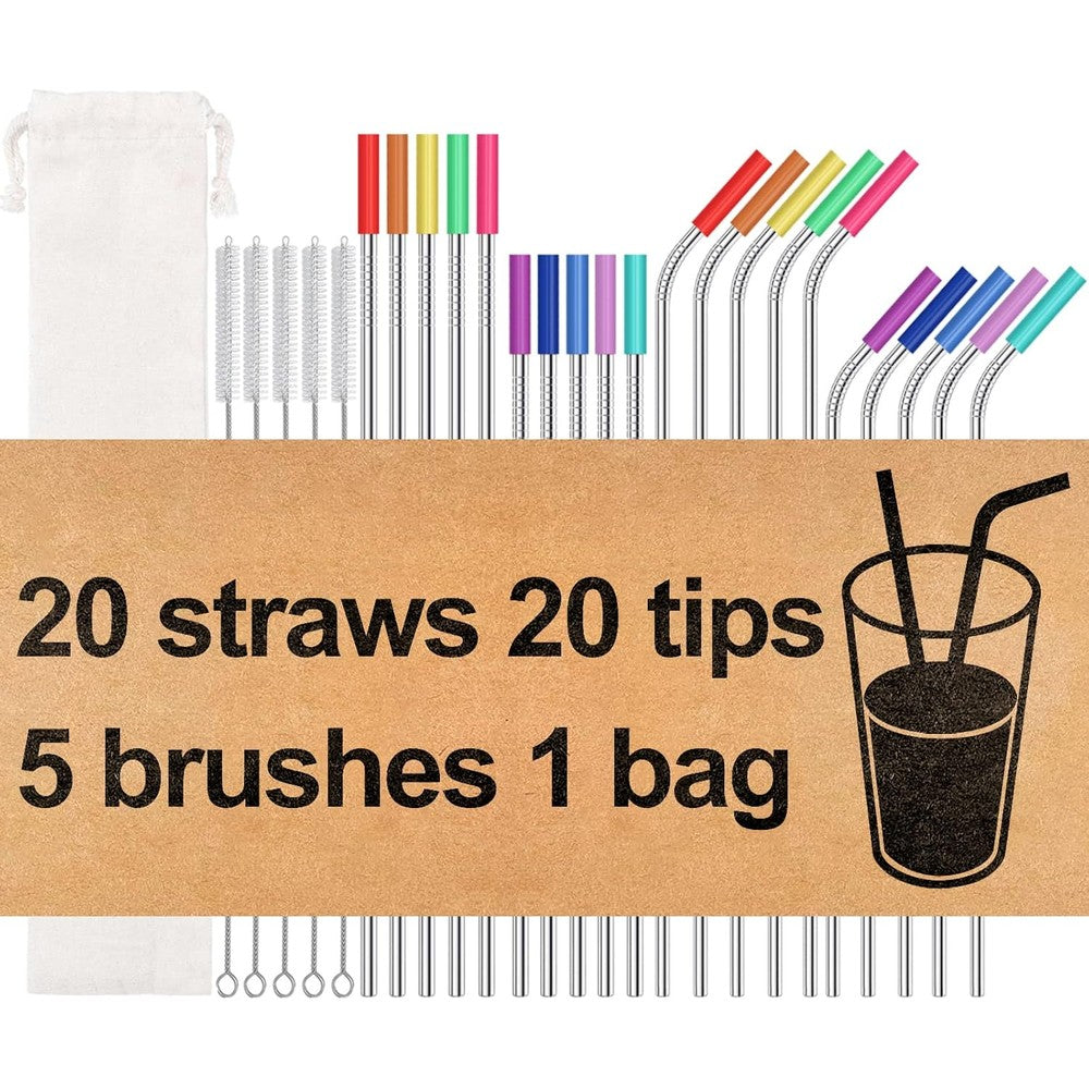 MUTNITT stainless steel metal straws set front view eco friendly drinking accessories