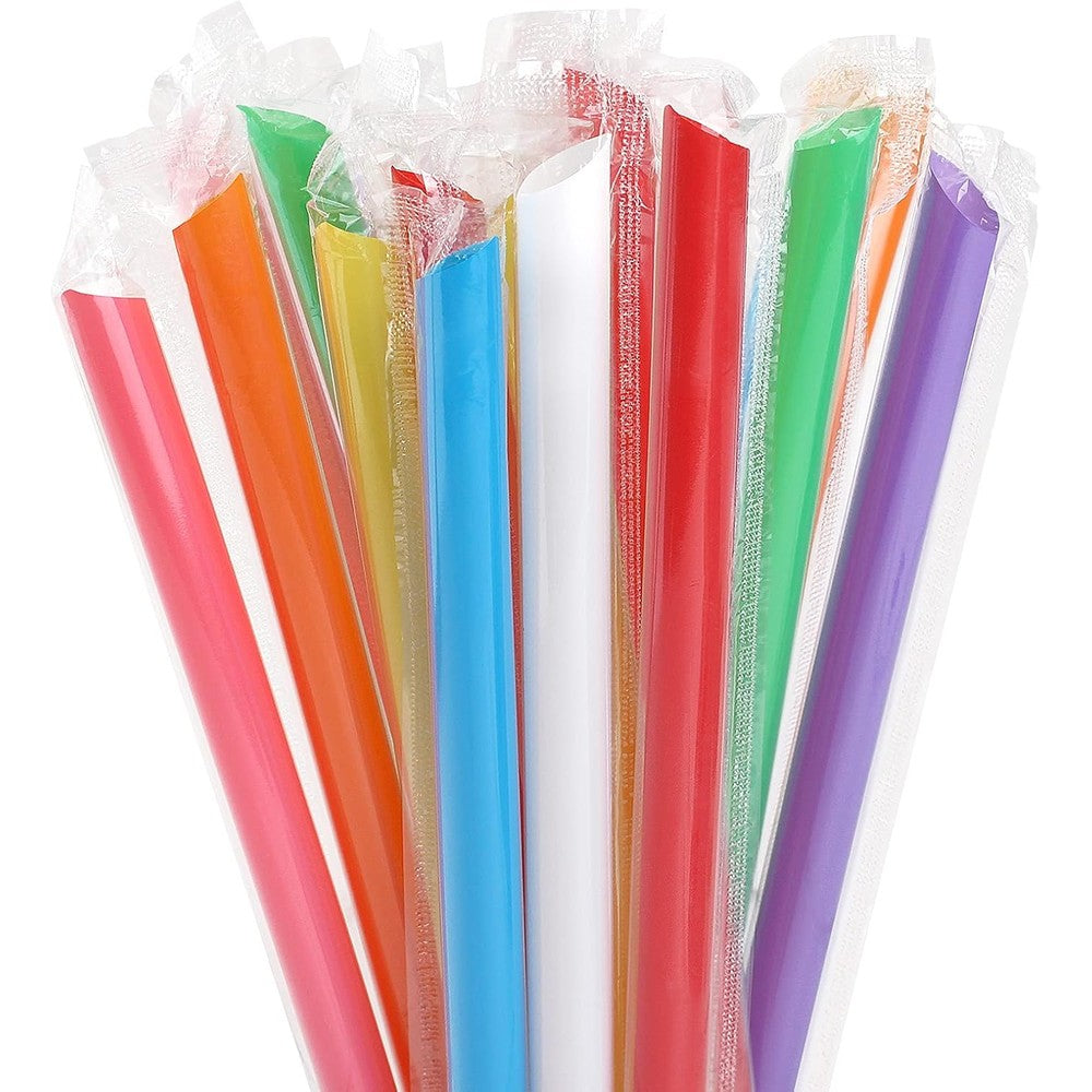MYJIE jumbo smoothie boba straws front view multi color disposable drinking straws
