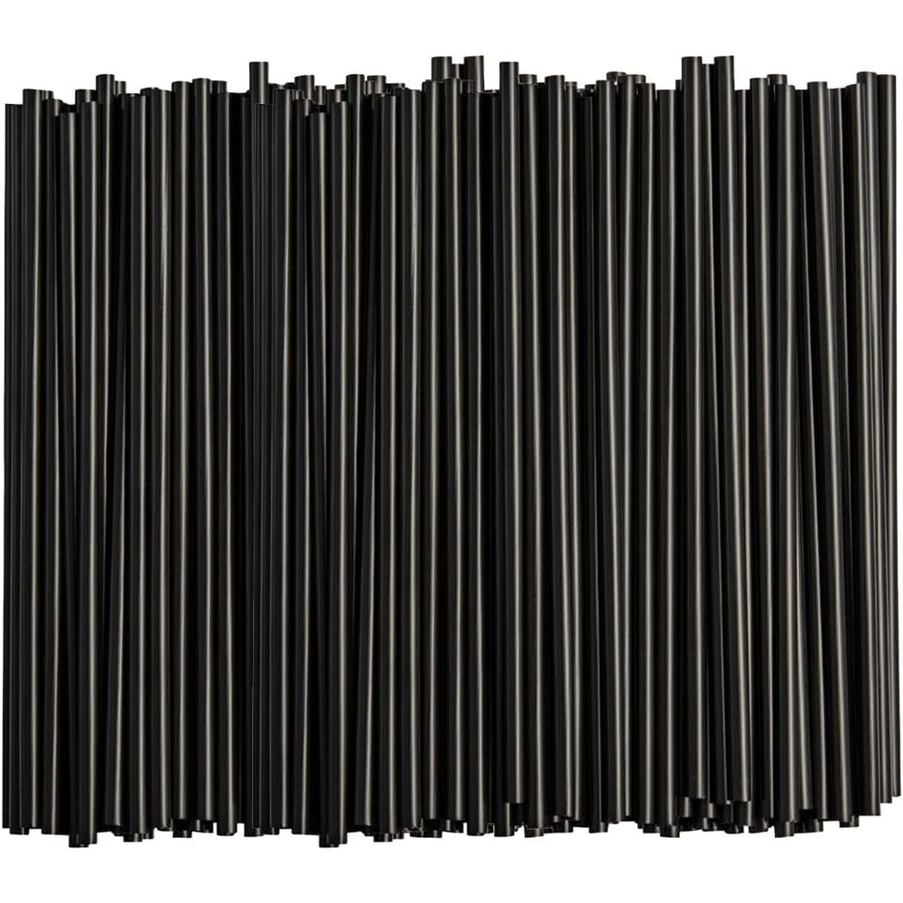Comfy Package black disposable plastic drinking straws front view box pack
