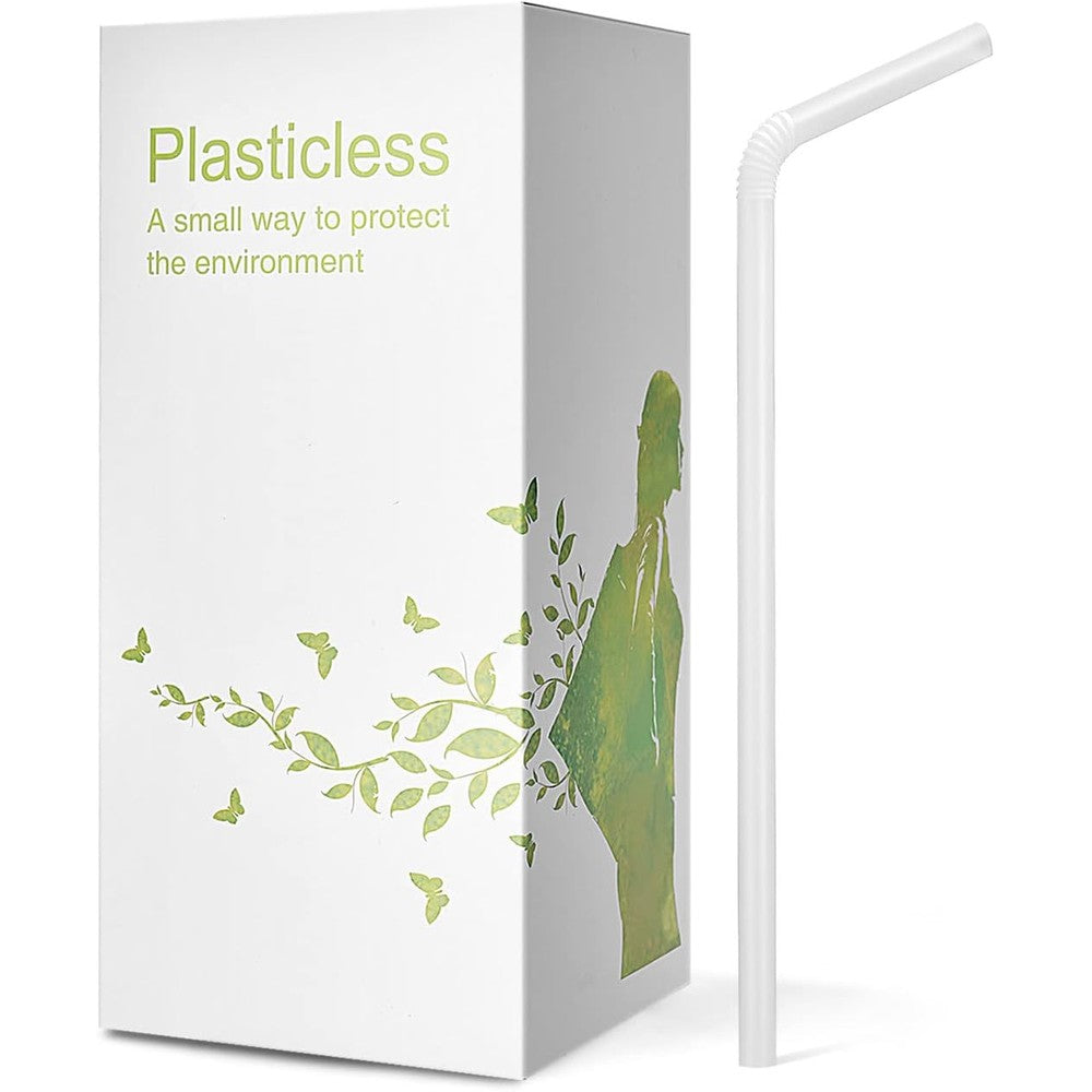 KTOB Plasticless compostable straws 200 count pack front view eco-friendly.