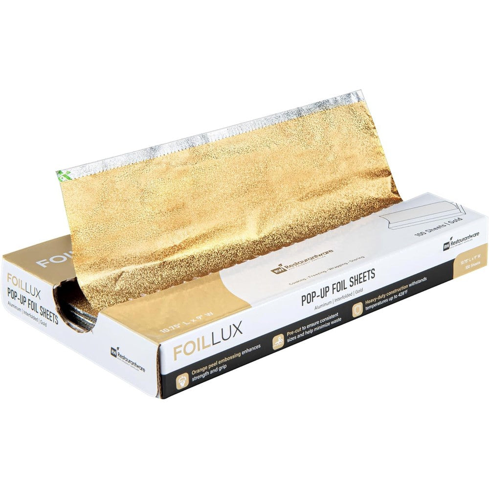 Restaurantware Lux Gold Pop-Up Foil Sheets front view authentic USA import