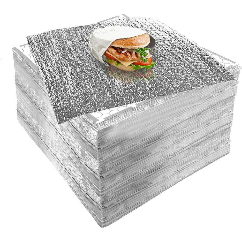 XpressPak Insulation Sandwich Wrapping Paper Aluminum Foil Sheets front view for food temperature retention.