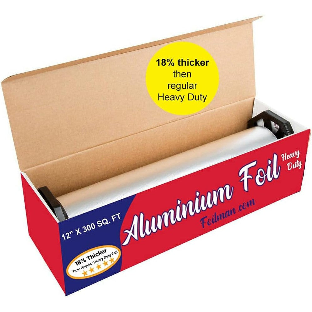 Foilman Thick and Heavy Duty Aluminum Foil Roll in cutter box for professional kitchen use.