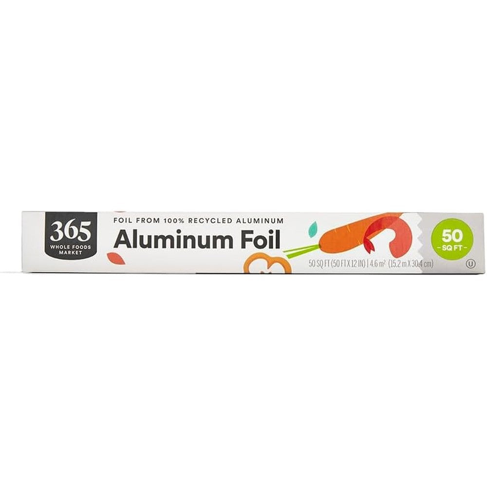 365 by Whole Foods Market 100 Percent Recycled Aluminum Foil front view kitchen wrap.