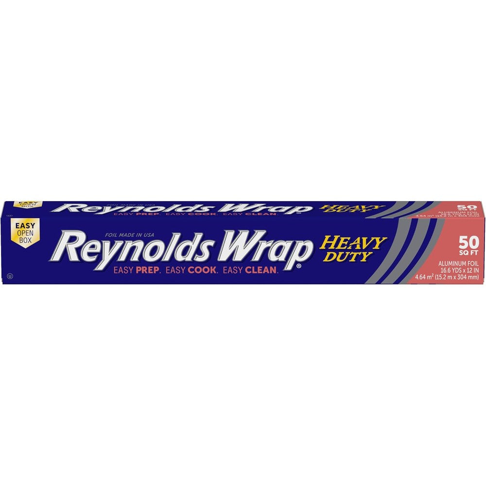Reynolds Wrap Heavy Duty Aluminum Foil 50 Square Feet front view for durable kitchen use.