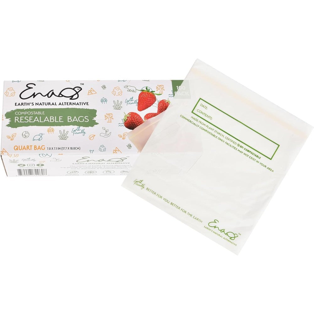 Earth's Natural Alternative 100% Compostable Food Storage Bags front view eco-friendly kitchen supplies.