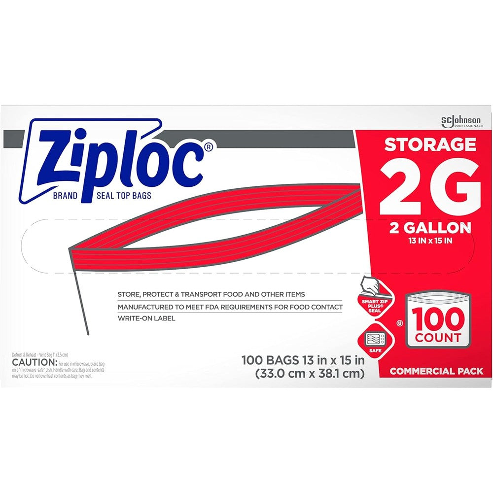 SC Johnson Professional Ziploc 2 Gallon Food Storage Bags front view 100 count commercial box