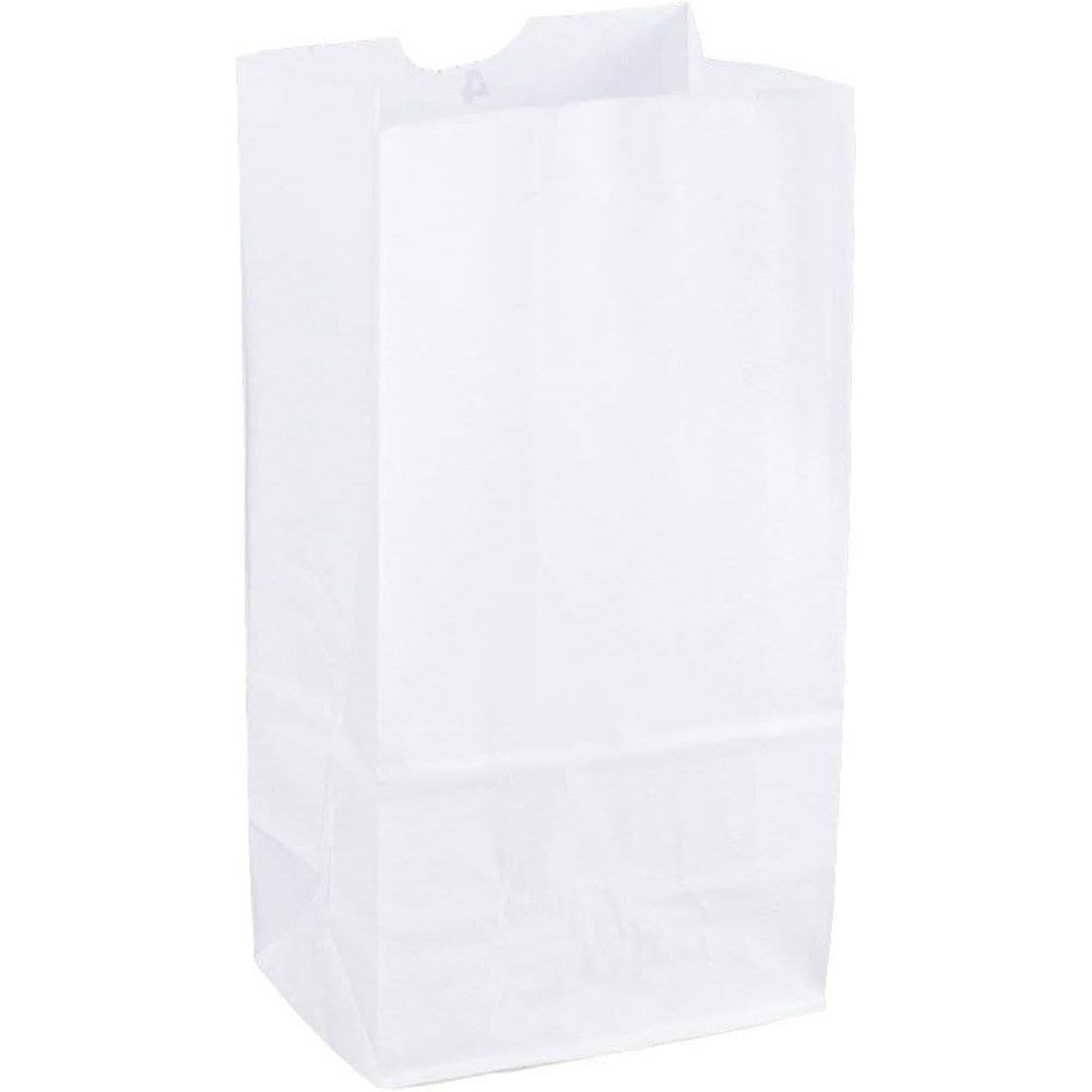 Perfect Stix 6lb Kraft White Paper Bags 100 Count pack front view for grocery and lunch use.