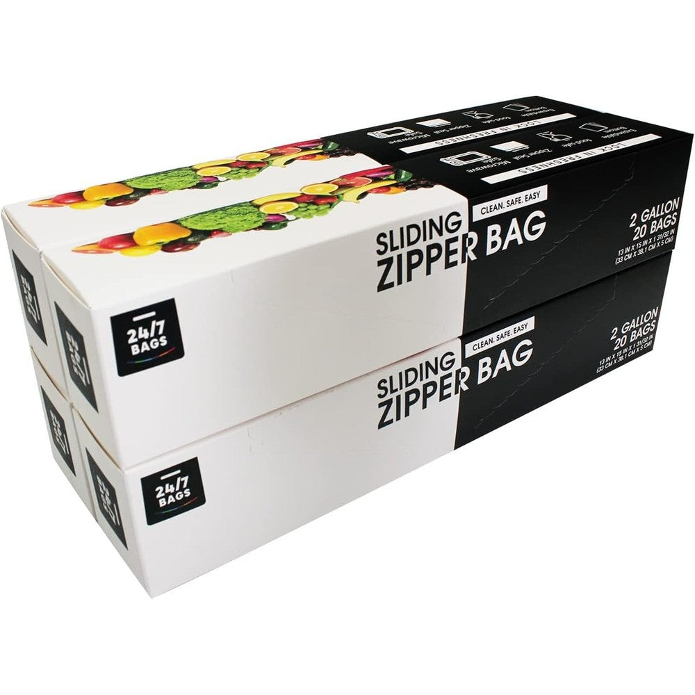 24/7 Bags 2 Gallon Slider Storage Bags front view jumbo food storage.