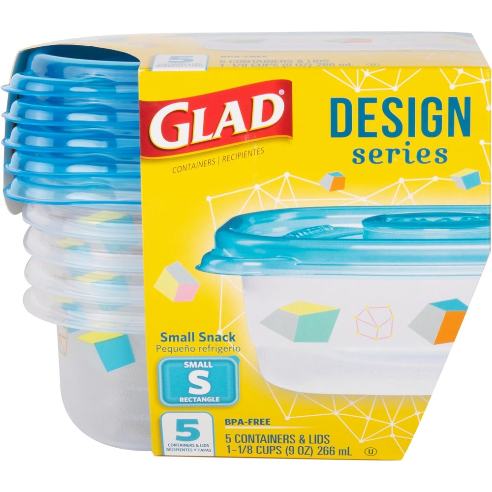 Glad Designer Series 9 Ounce Snack Containers front view imported food storage.