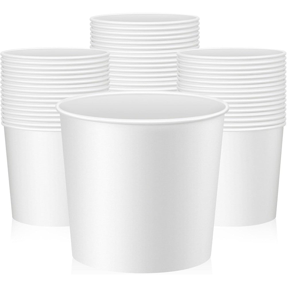 Hoolerry 25 Pack 85 Ounce Disposable Paper Bucket front view for party catering storage