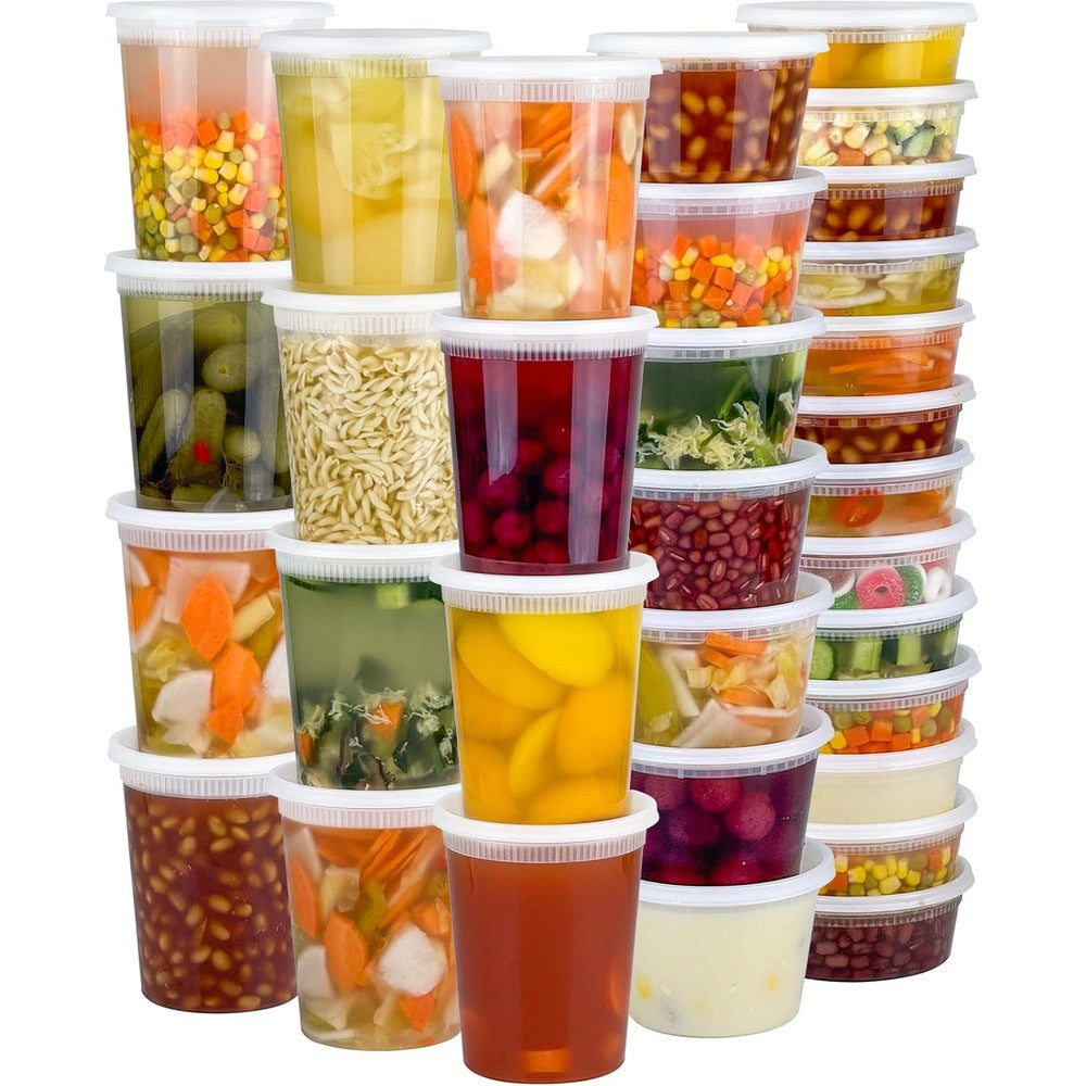 Dipoo 120-piece deli container set front view stacked for meal prep storage.