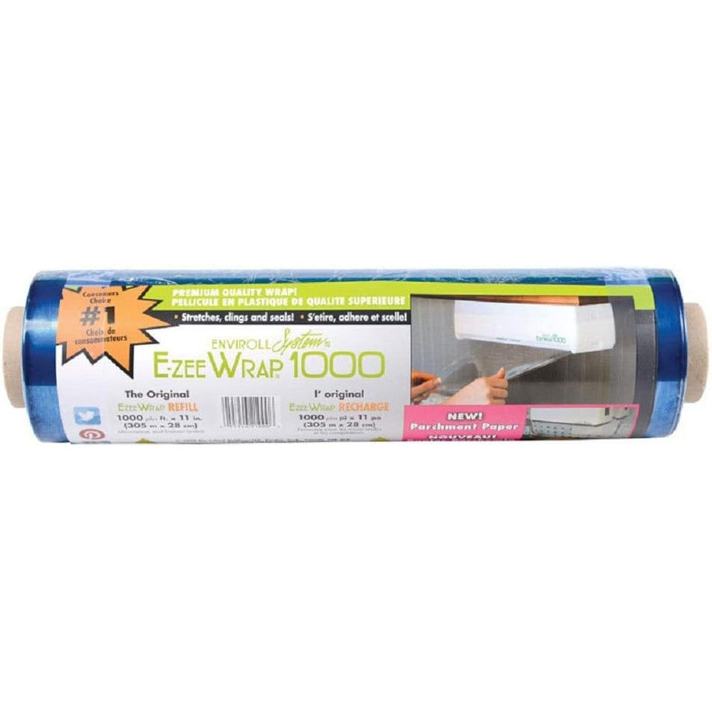 E-Zee Wrap Plastic Wrap Refill 1000 Feet Roll front view commercial grade food storage.
