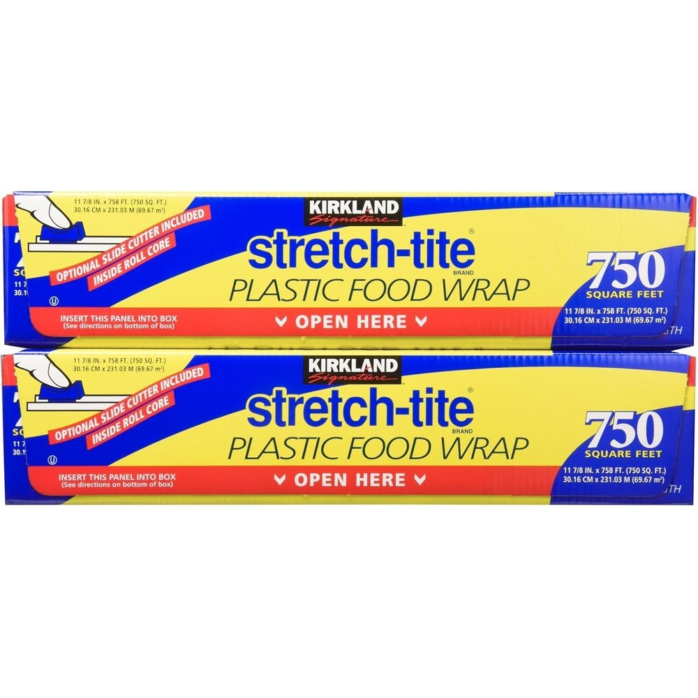 Kirkland Signature Stretch-Tite Plastic Wrap 2 pack front view professional food wrap