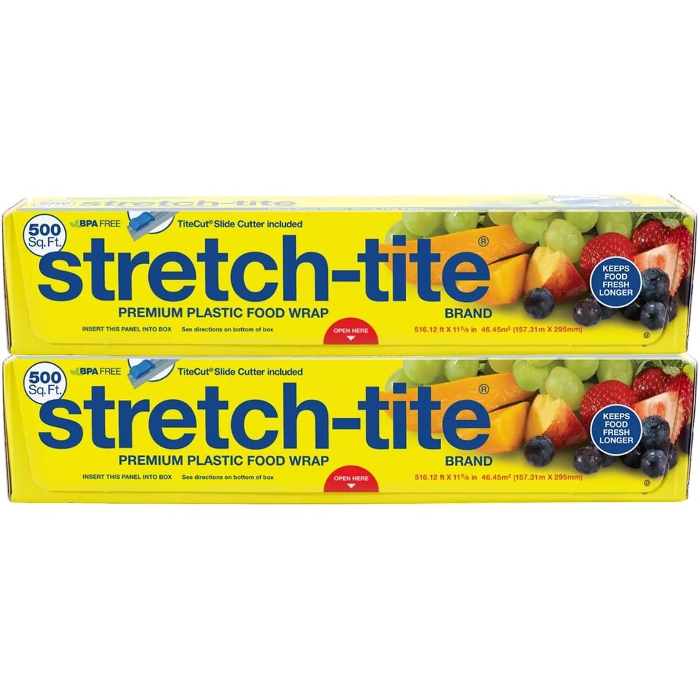 Stretch-Tite premium plastic food wrap 500 sq ft 2-pack front view