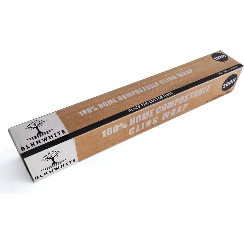 BlknWhite Certified Compostable Cling Wrap front view with eco friendly packaging.