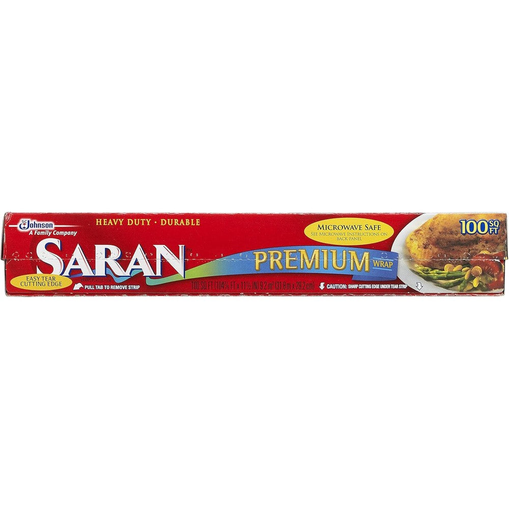 Saran Premium Plastic Wrap 100 Square Feet front view packaging