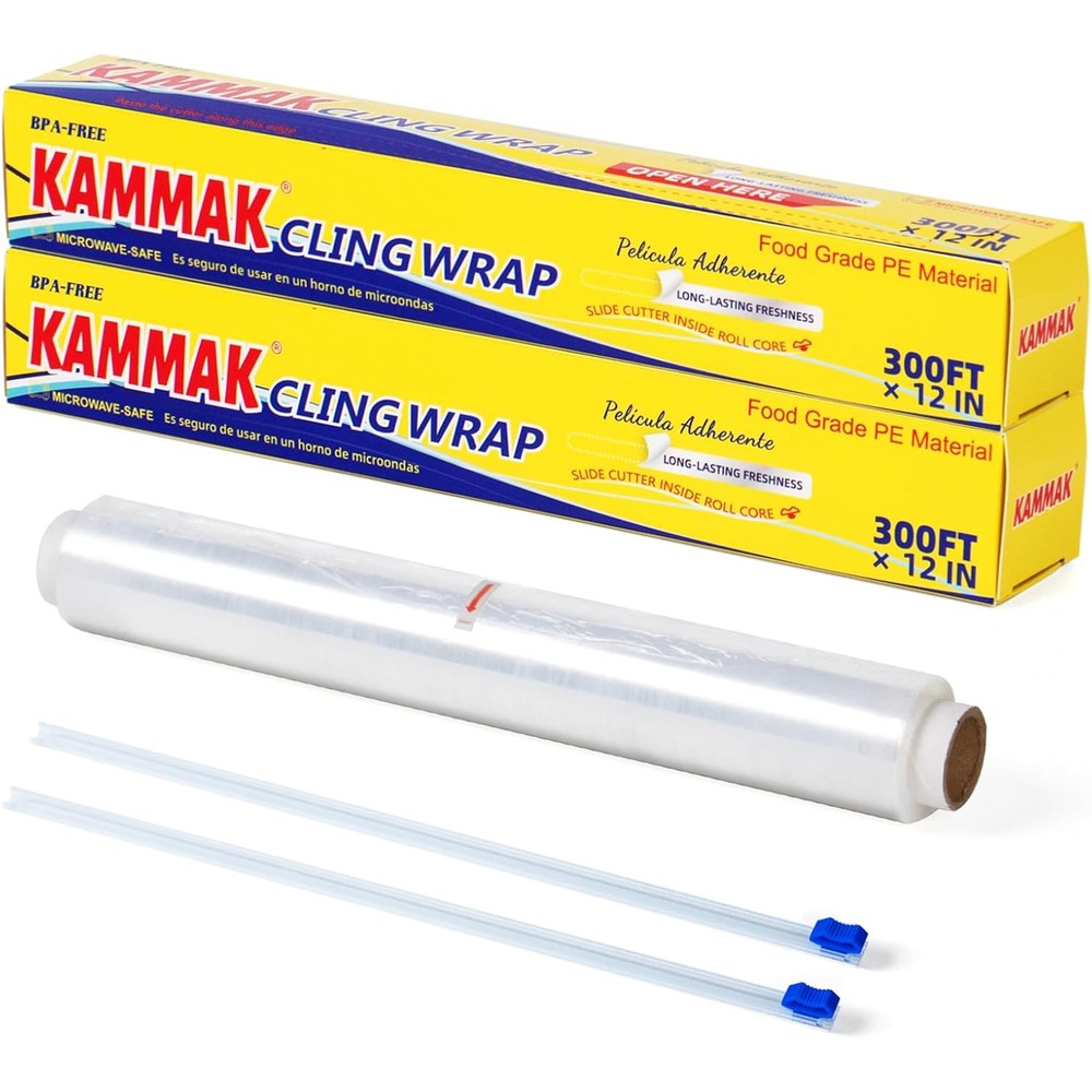 KAMMAK Plastic Wrap 2-pack front view with slide cutter box