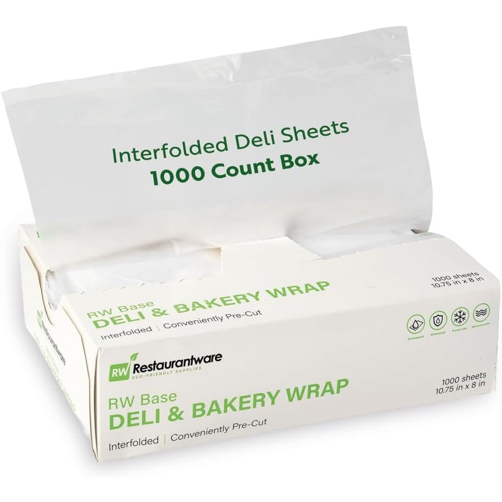 Restaurantware RW Base Plastic Deli Sheets front view box of 1000.