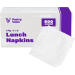 Pantry Value White Lunch Napkins 500 count front view bulk packaging