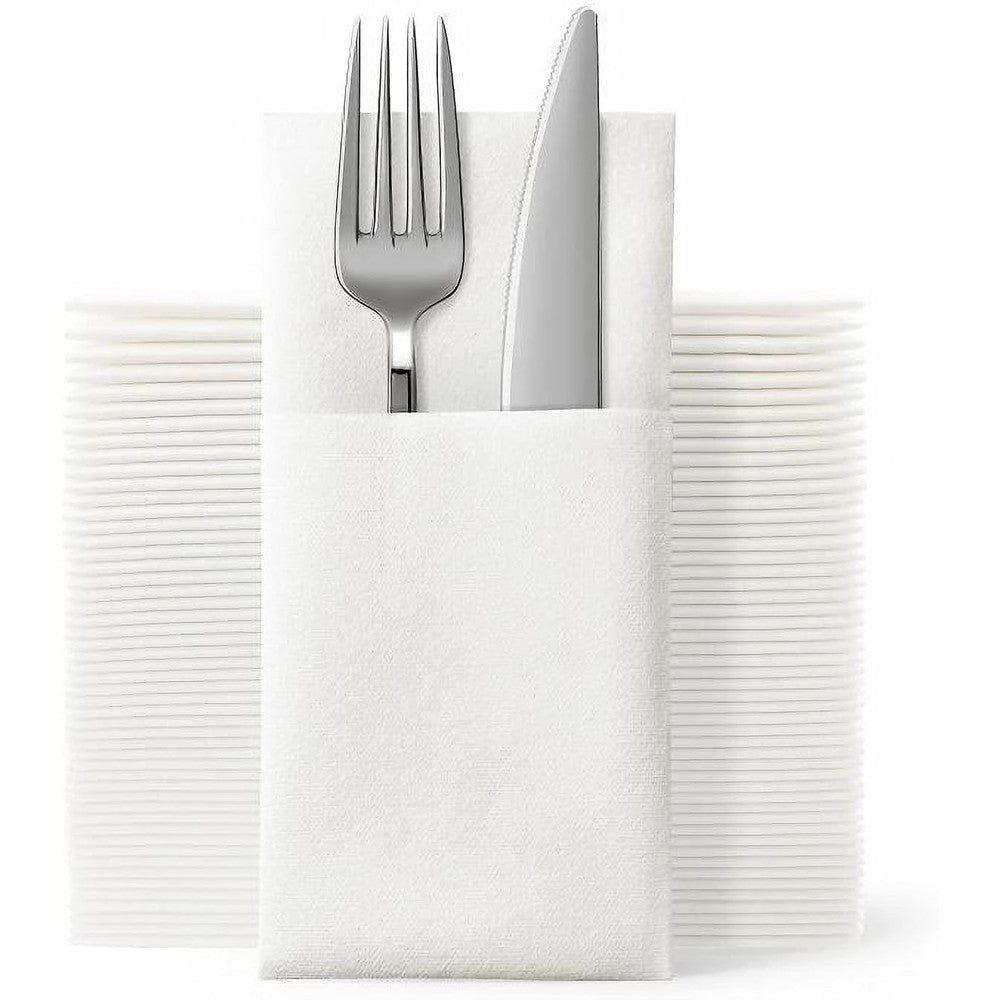 JEBBLAS Disposable Cloth Like Napkins front view white linen feel