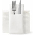 JEBBLAS Disposable Cloth Like Napkins front view white linen feel