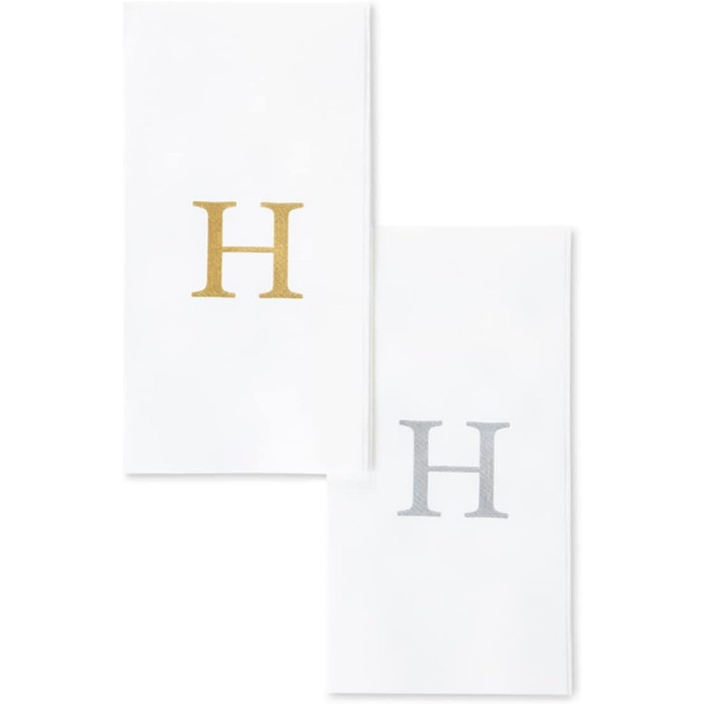 AH American Homestead Disposable Hand Towels gold monogram H front view for guest bathroom decor.