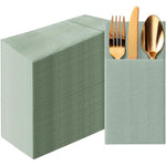 PAW Decor Collection sage green linen feel napkins front view