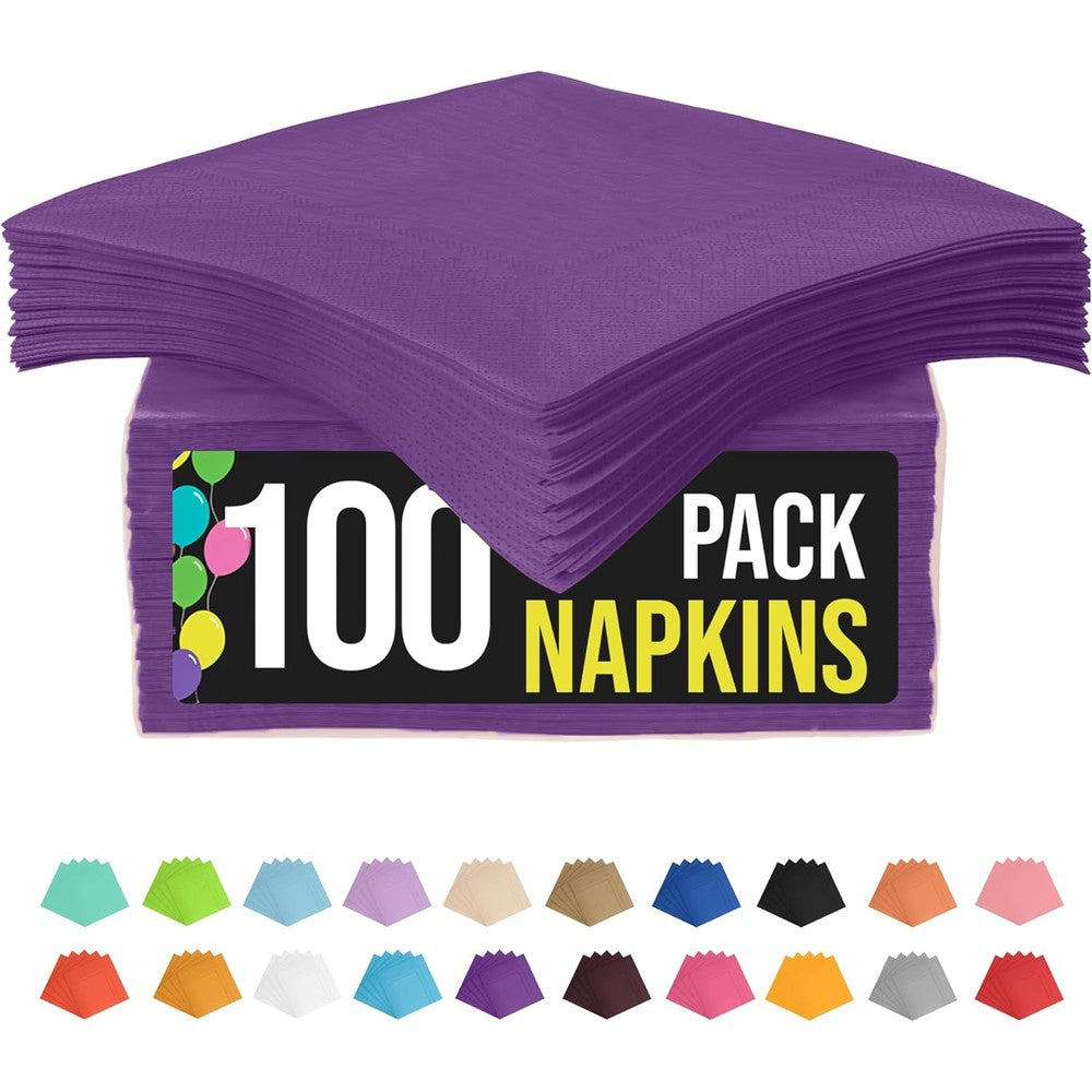 Party Solids purple disposable paper napkins front view