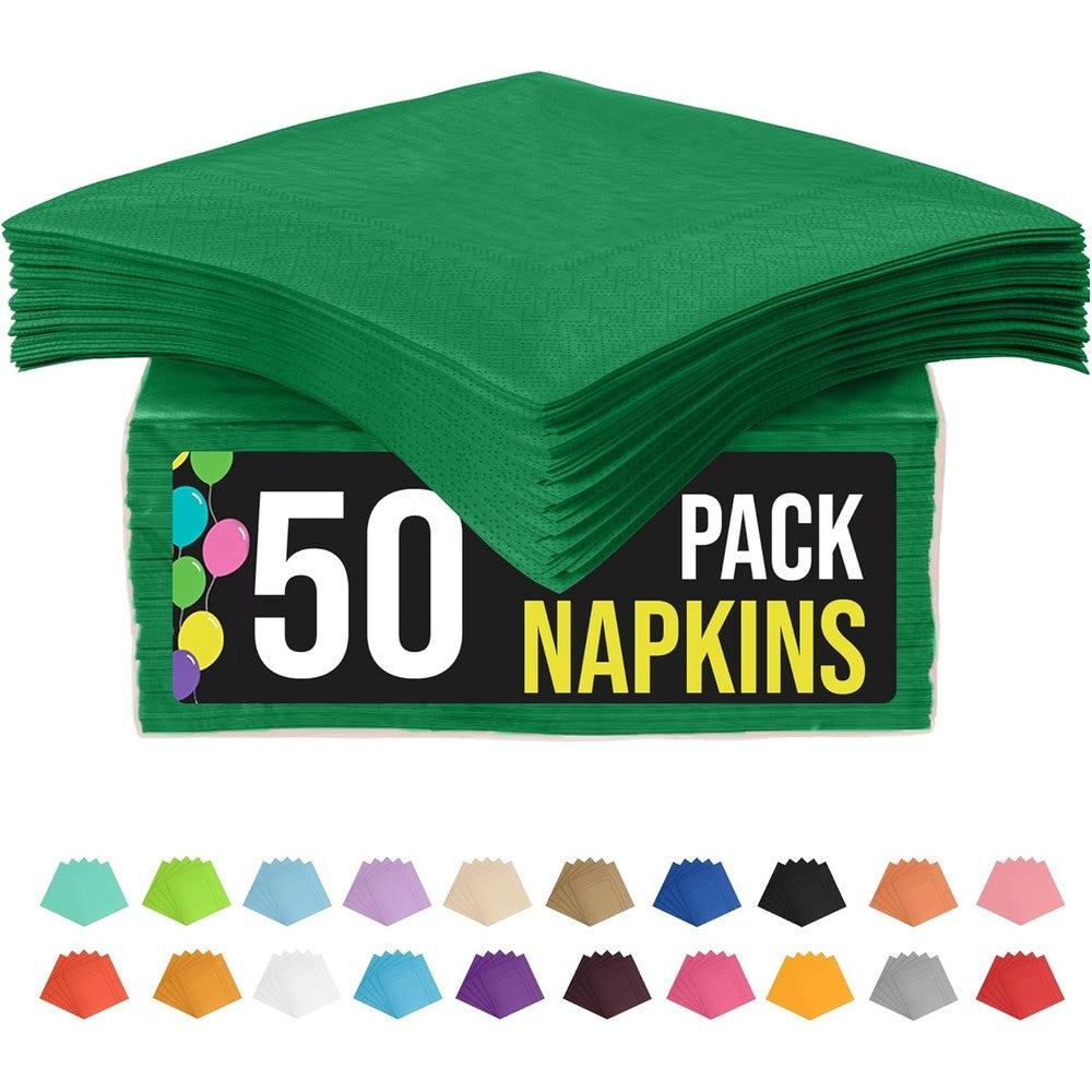 Exquisite emerald green disposable napkins 50 pack front view