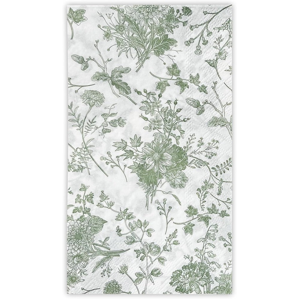 Wrapaholic green floral guest napkins front view for bathroom decor.