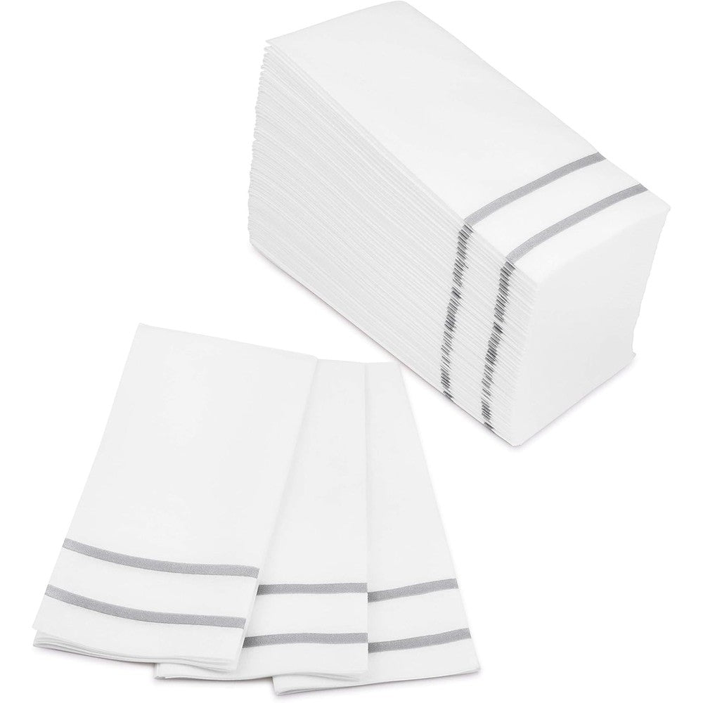 Fete Silver Design Disposable Hand Towels 100 pack front view