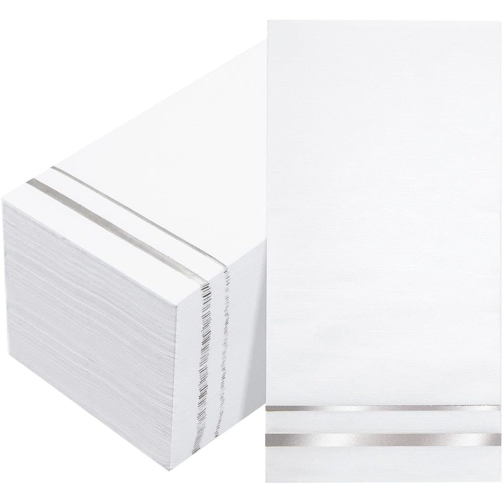 BUCLA silver foil disposable napkins front view for party table setting