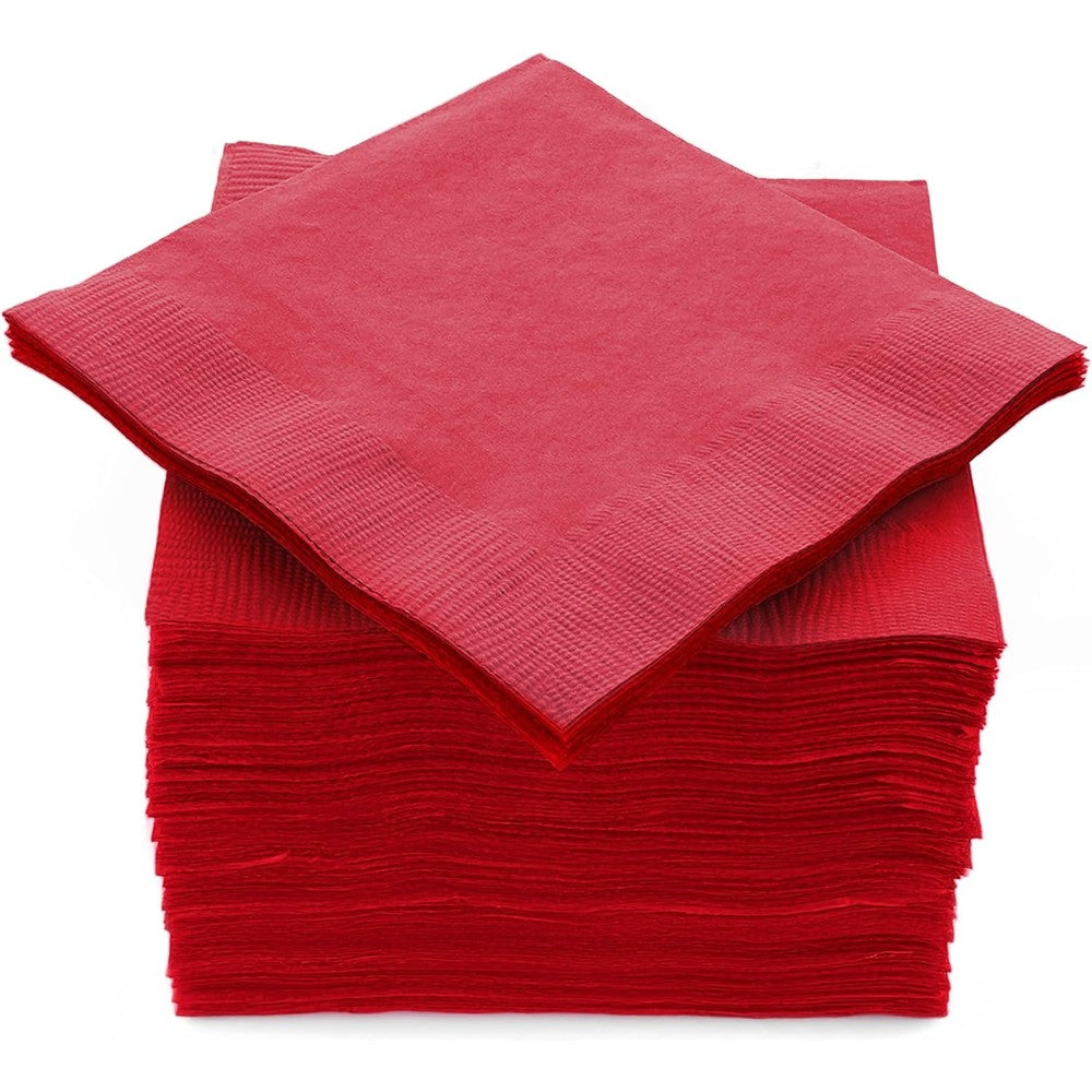 Amcrate Red Beverage Napkins 125 count pack front view
