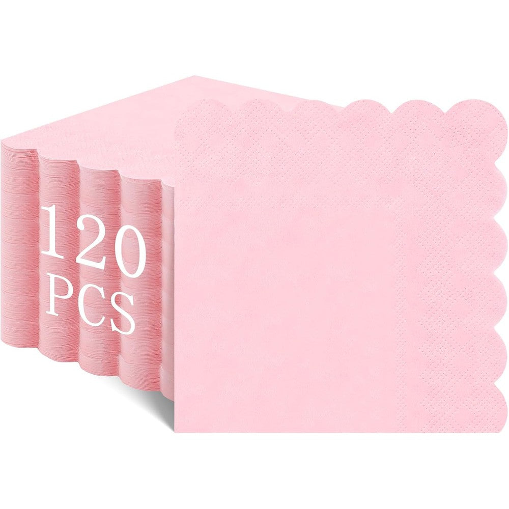 NatNarr pink scalloped cocktail napkins front view